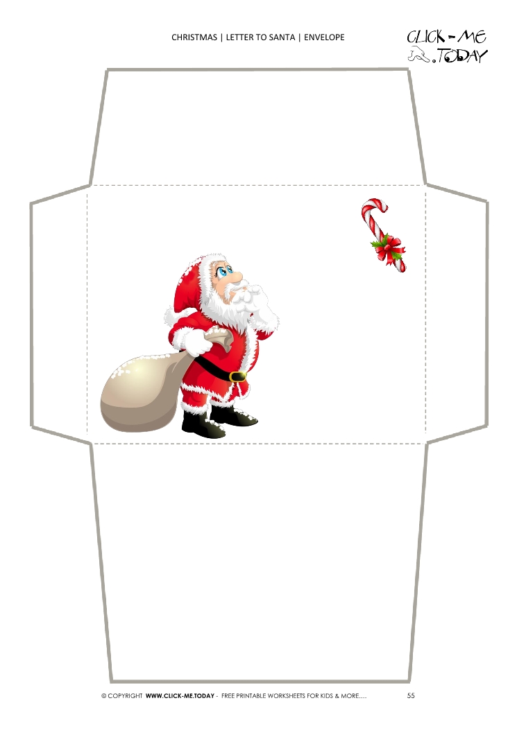 Funny Santa envelope Santa Claus & candy cane 55